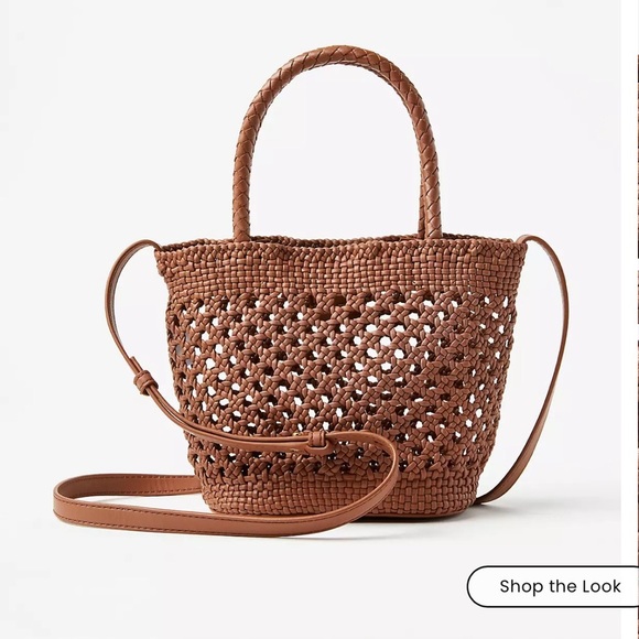 LOFT Tan Woven Tote Bag - Picture 1 of 6
